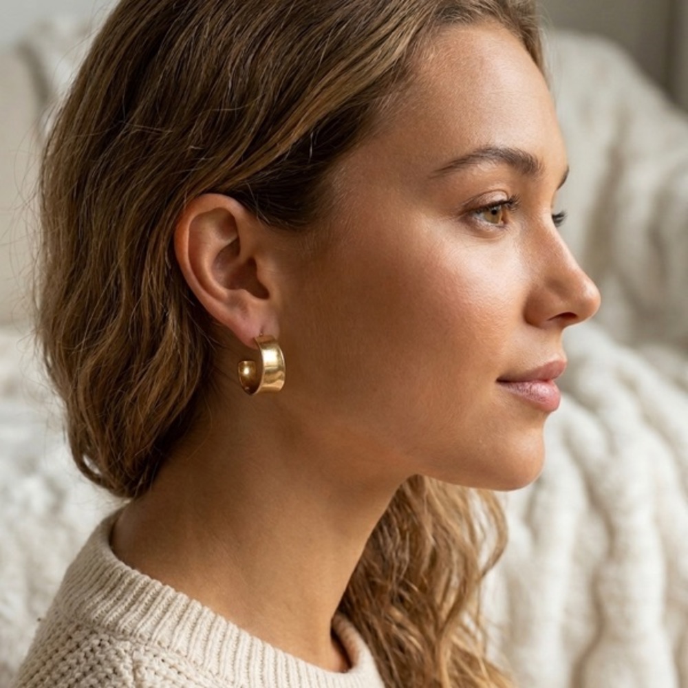Gold-Tone Wide Cuff Hoop Earrings - Women Jewelry